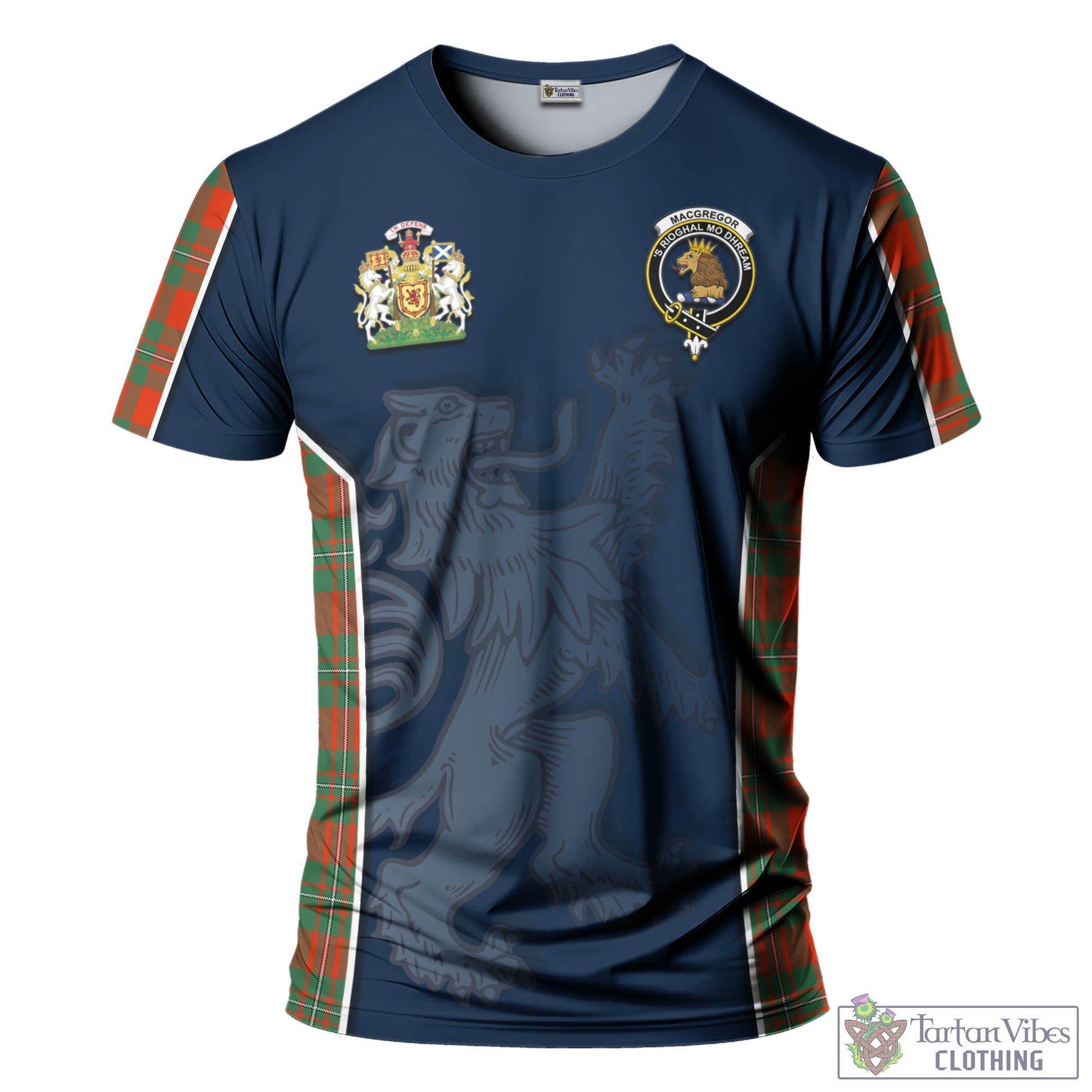 Tartan Vibes Clothing MacGregor Ancient Tartan T-Shirt with Family Crest and Lion Rampant Vibes Sport Style