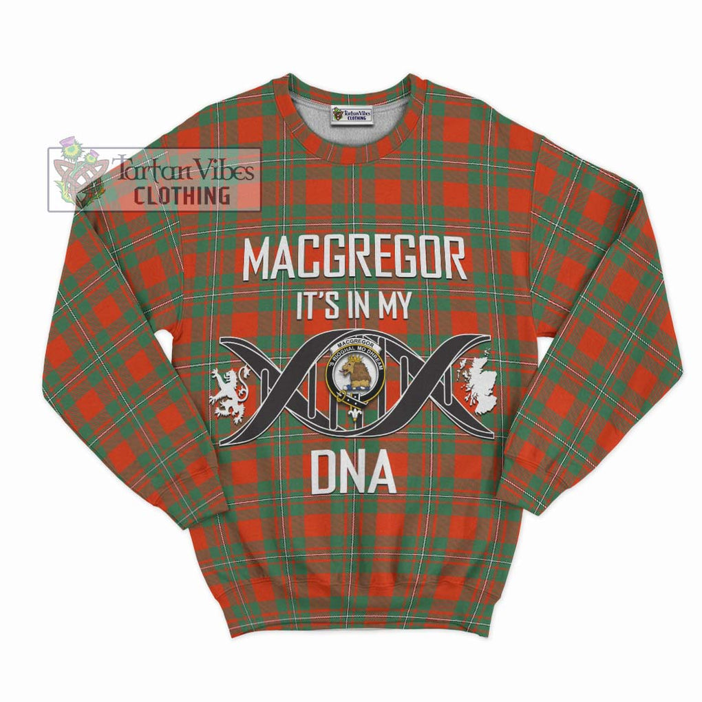 MacGregor Ancient Tartan Sweatshirt with Family Crest DNA In Me Style - Tartanvibesclothing Shop