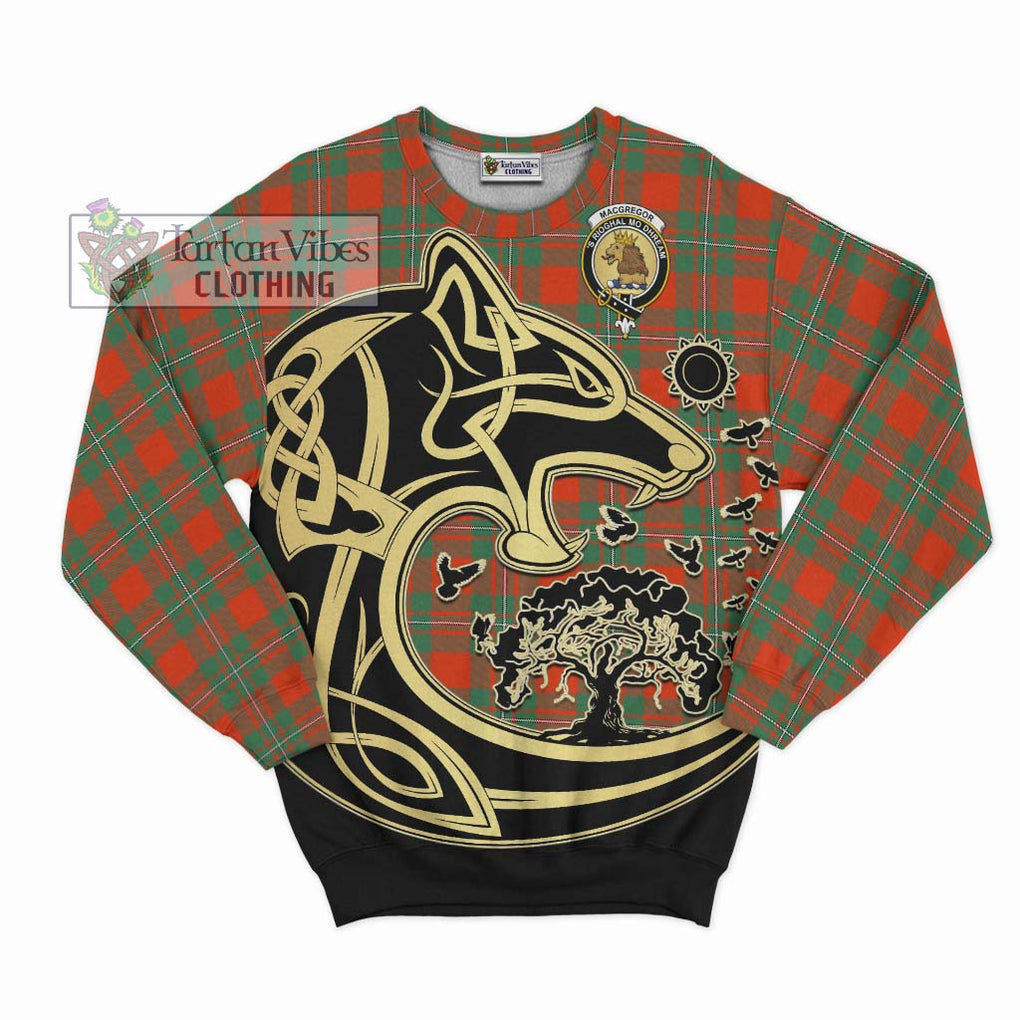 MacGregor Ancient Tartan Sweatshirt with Family Crest Celtic Wolf Style - Tartan Vibes Clothing