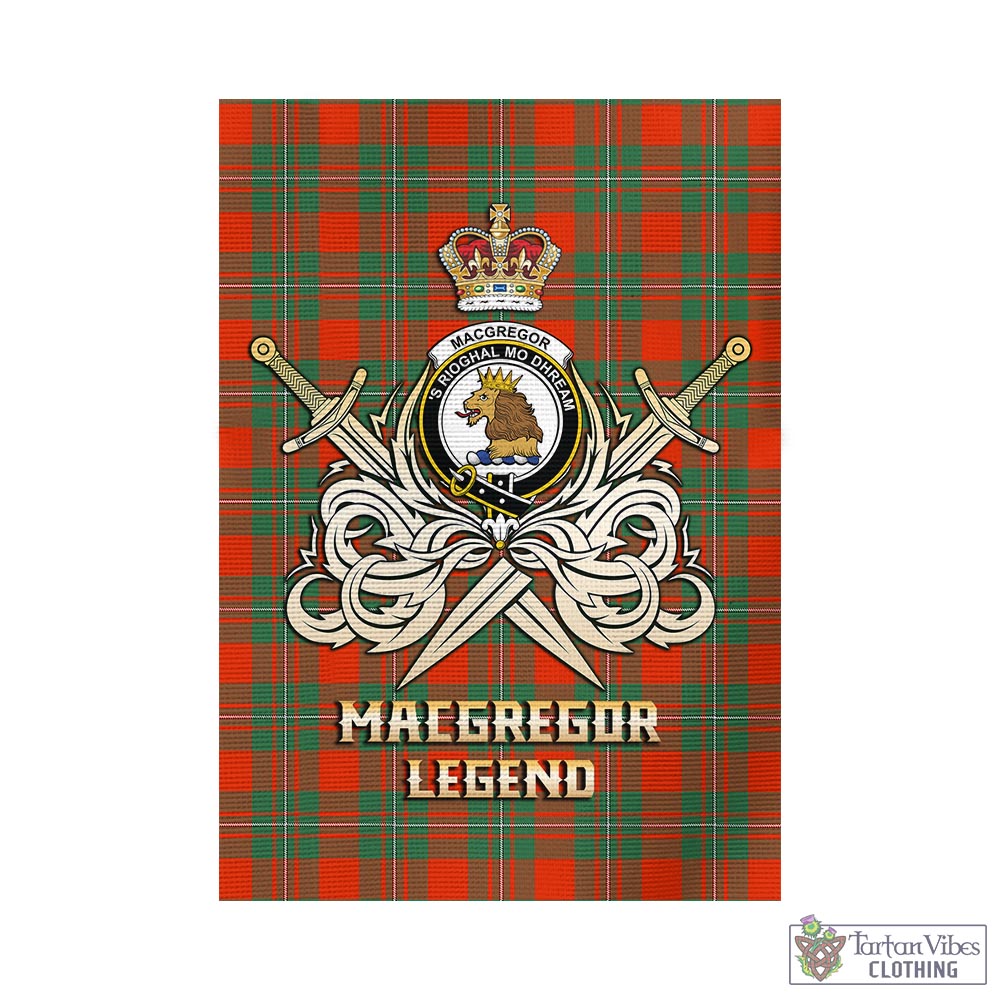 Tartan Vibes Clothing MacGregor Ancient Tartan Flag with Clan Crest and the Golden Sword of Courageous Legacy