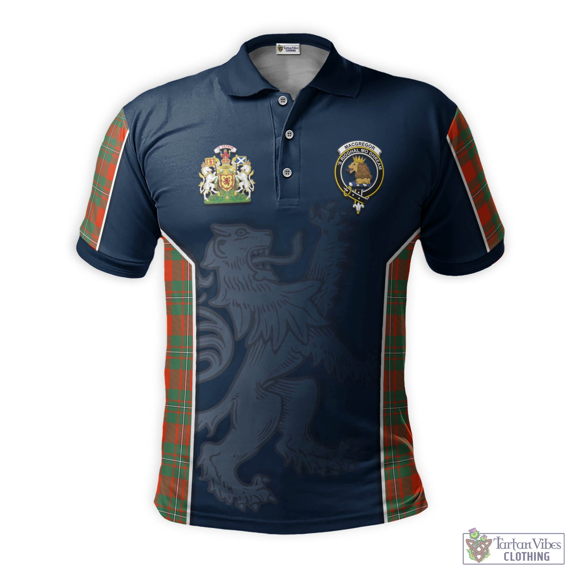 Tartan Vibes Clothing MacGregor Ancient Tartan Men's Polo Shirt with Family Crest and Lion Rampant Vibes Sport Style