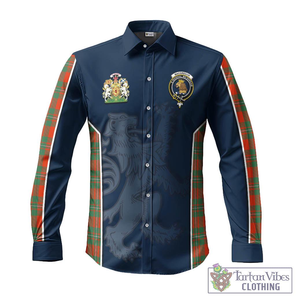 Tartan Vibes Clothing MacGregor Ancient Tartan Long Sleeve Button Up Shirt with Family Crest and Lion Rampant Vibes Sport Style