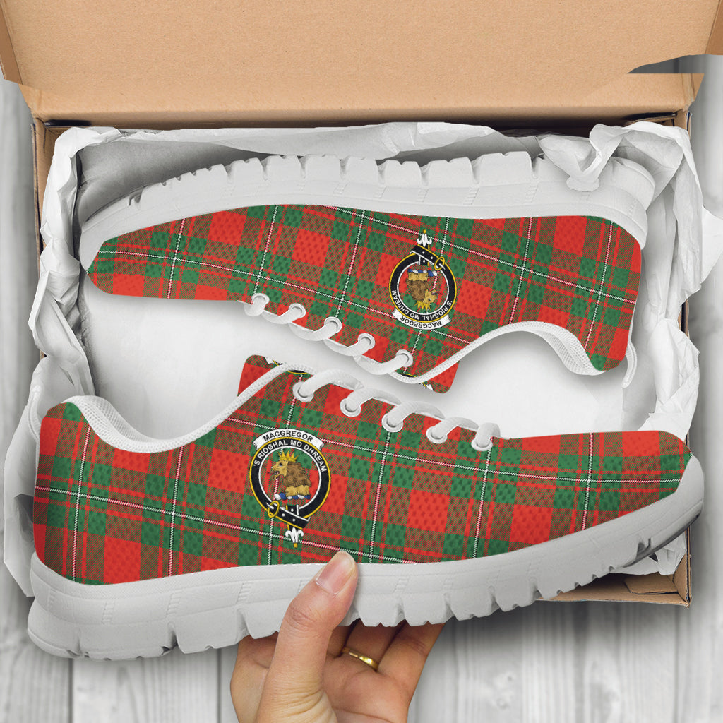 MacGregor Ancient Tartan Sneakers with Family Crest - Tartan Vibes Clothing