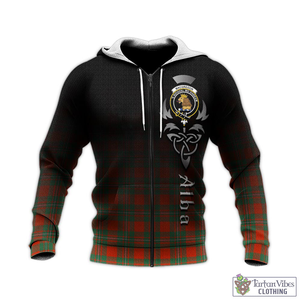 Tartan Vibes Clothing MacGregor Ancient Tartan Knitted Hoodie Featuring Alba Gu Brath Family Crest Celtic Inspired