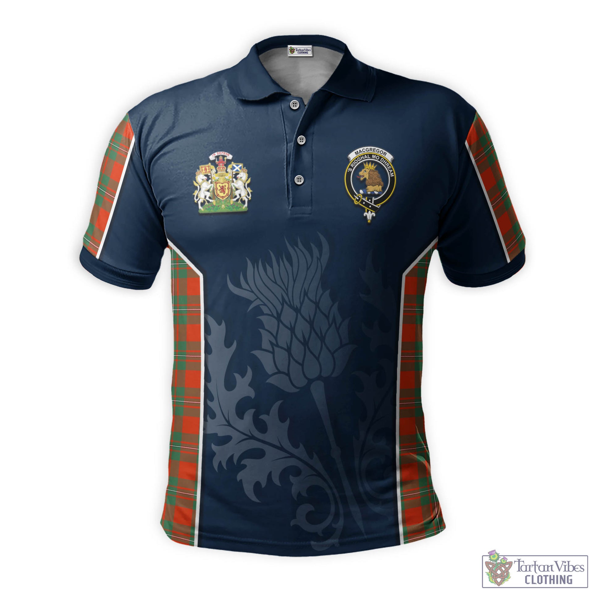 Tartan Vibes Clothing MacGregor Ancient Tartan Men's Polo Shirt with Family Crest and Scottish Thistle Vibes Sport Style