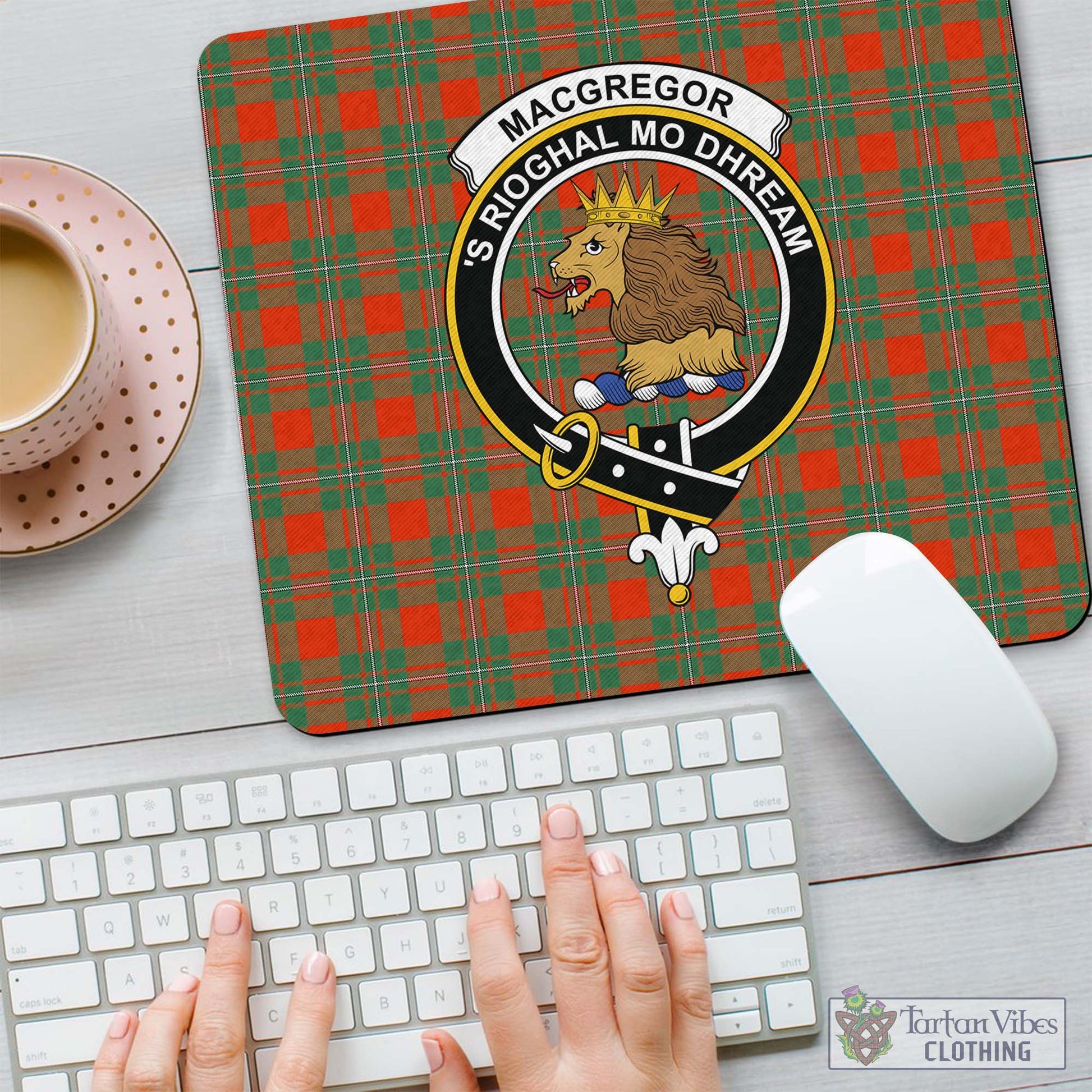 Tartan Vibes Clothing MacGregor Ancient Tartan Mouse Pad with Family Crest