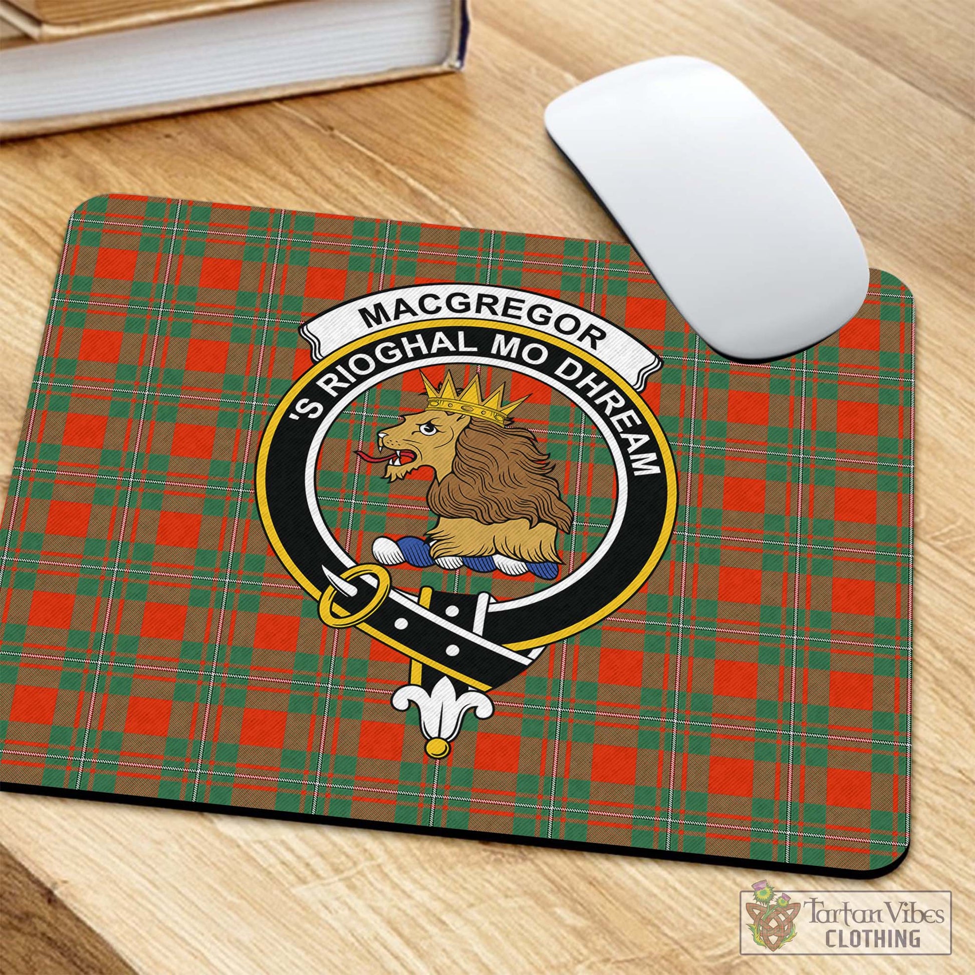 Tartan Vibes Clothing MacGregor Ancient Tartan Mouse Pad with Family Crest