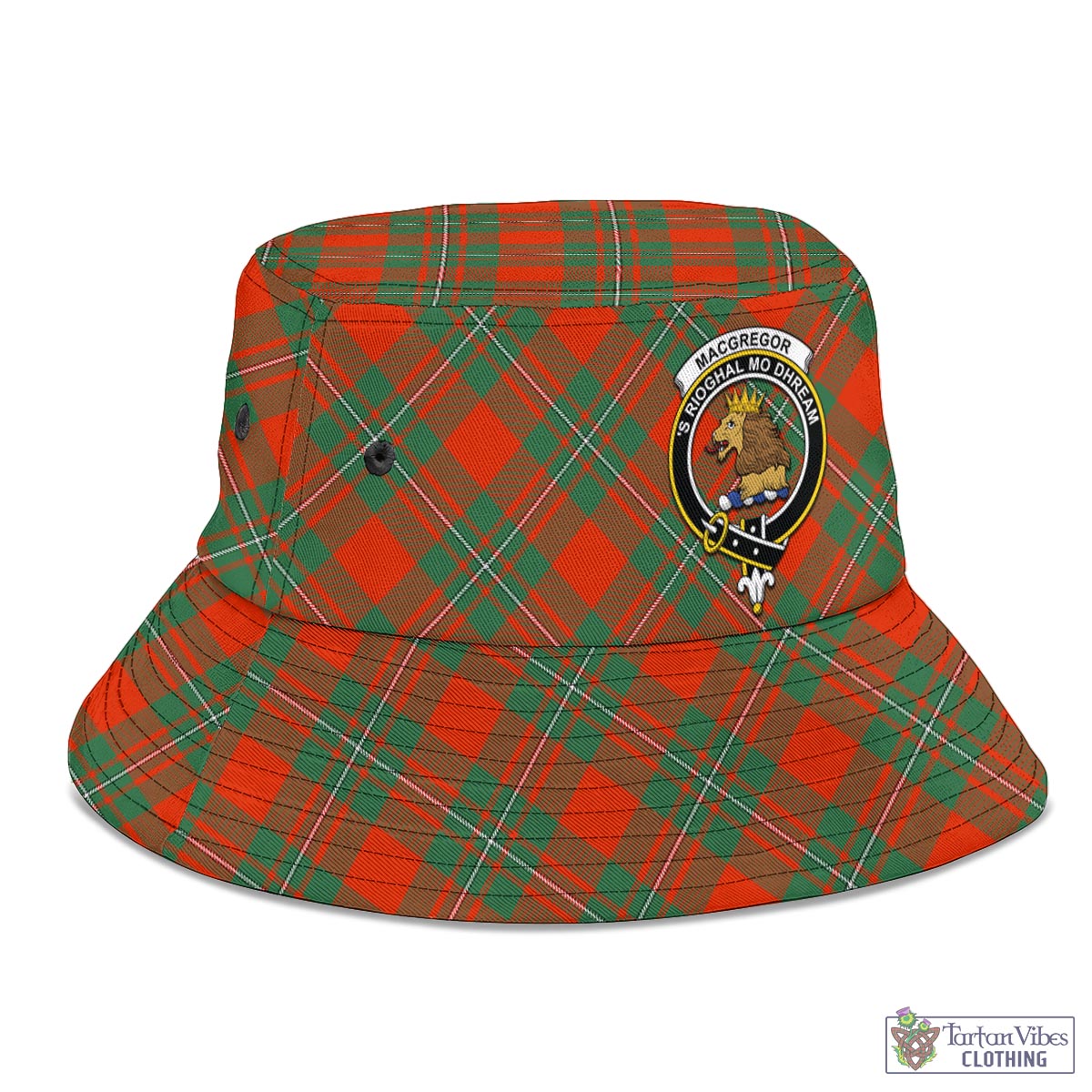 Tartan Vibes Clothing MacGregor Ancient Tartan Bucket Hat with Family Crest