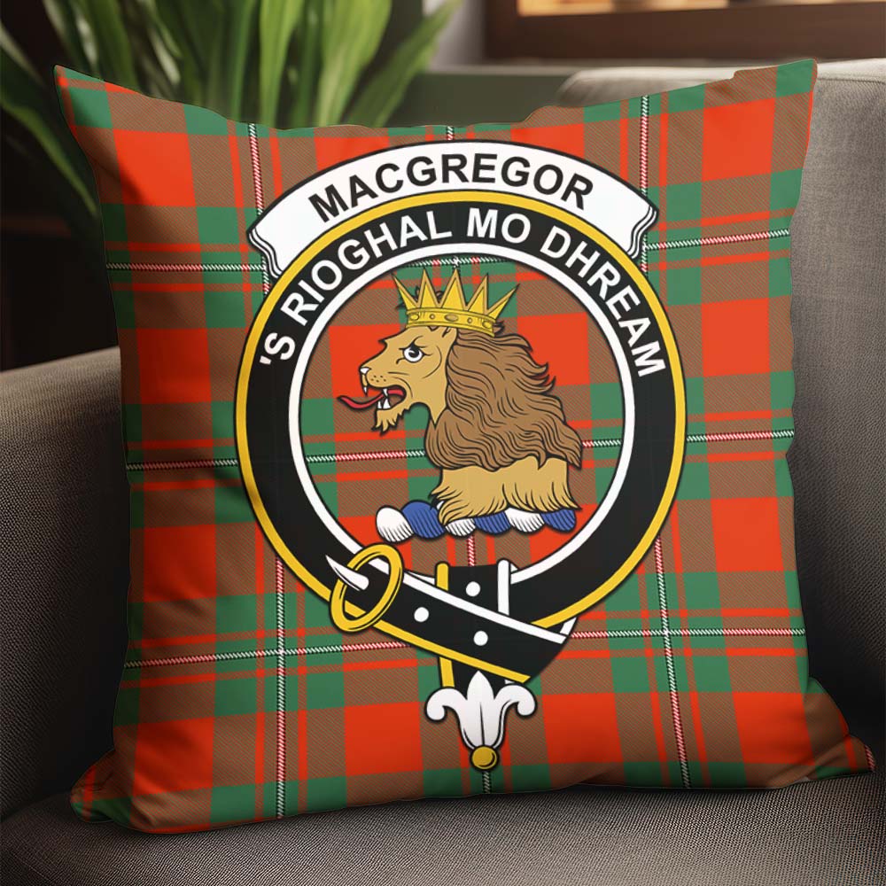 MacGregor Ancient Tartan Pillow Cover with Family Crest - Tartanvibesclothing