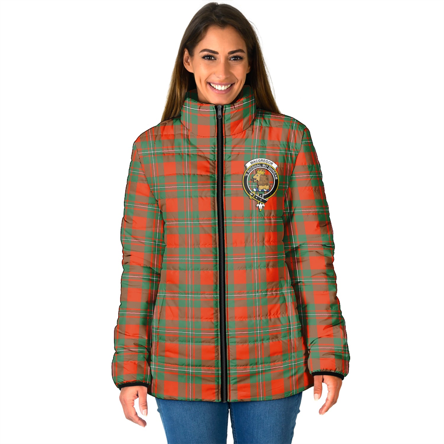 MacGregor Ancient Tartan Padded Jacket with Family Crest - Tartan Vibes Clothing