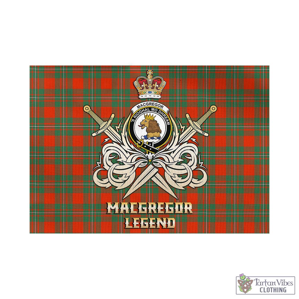 Tartan Vibes Clothing MacGregor Ancient Tartan Flag with Clan Crest and the Golden Sword of Courageous Legacy