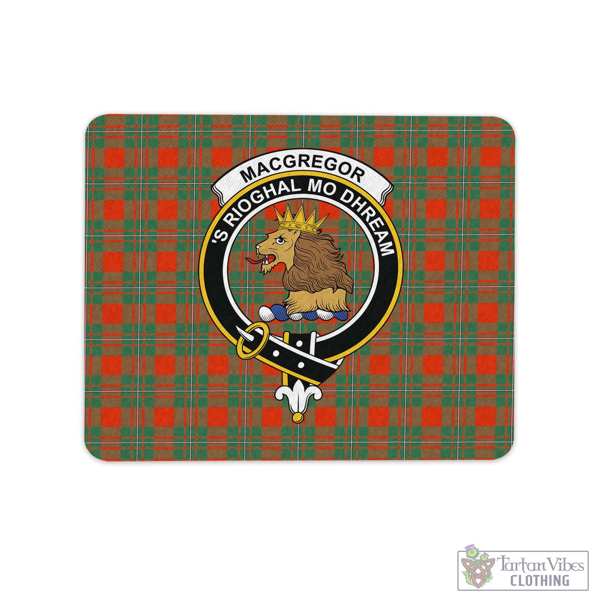 Tartan Vibes Clothing MacGregor Ancient Tartan Mouse Pad with Family Crest