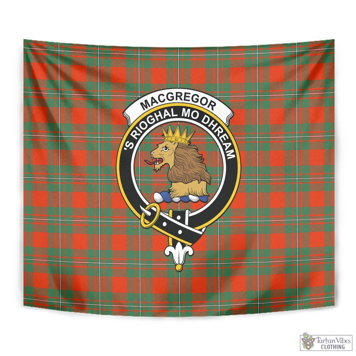 Tartan Vibes Clothing MacGregor Ancient Tartan Tapestry Wall Hanging and Home Decor for Room with Family Crest