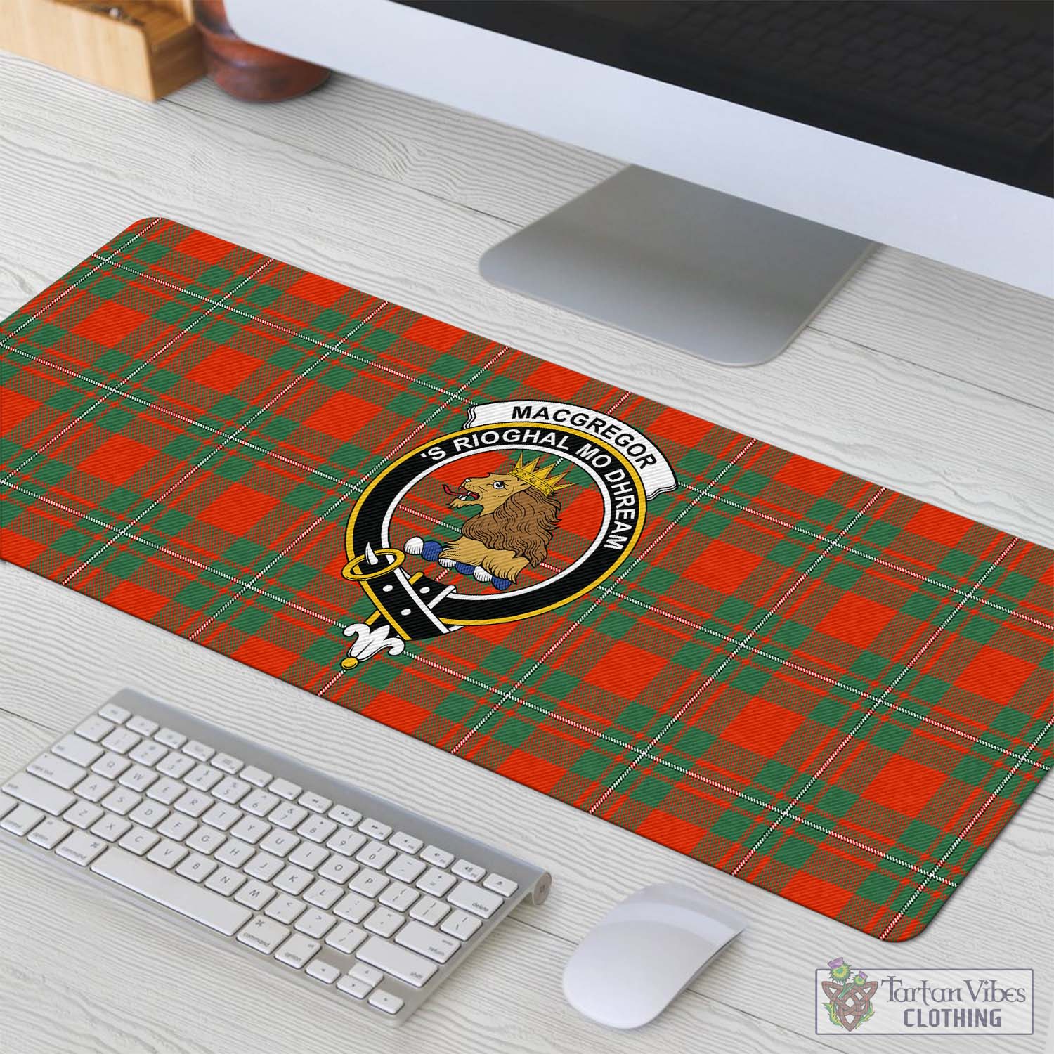 Tartan Vibes Clothing MacGregor Ancient Tartan Mouse Pad with Family Crest