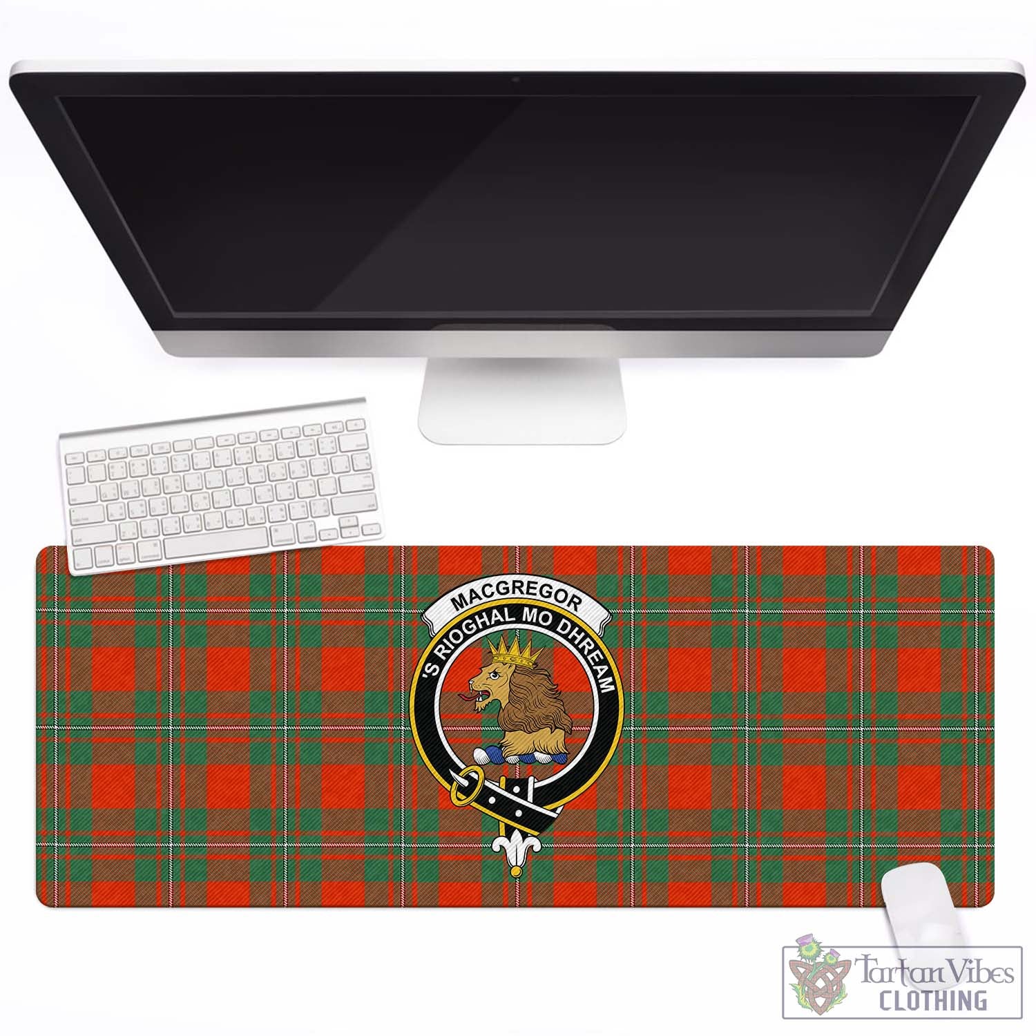 Tartan Vibes Clothing MacGregor Ancient Tartan Mouse Pad with Family Crest