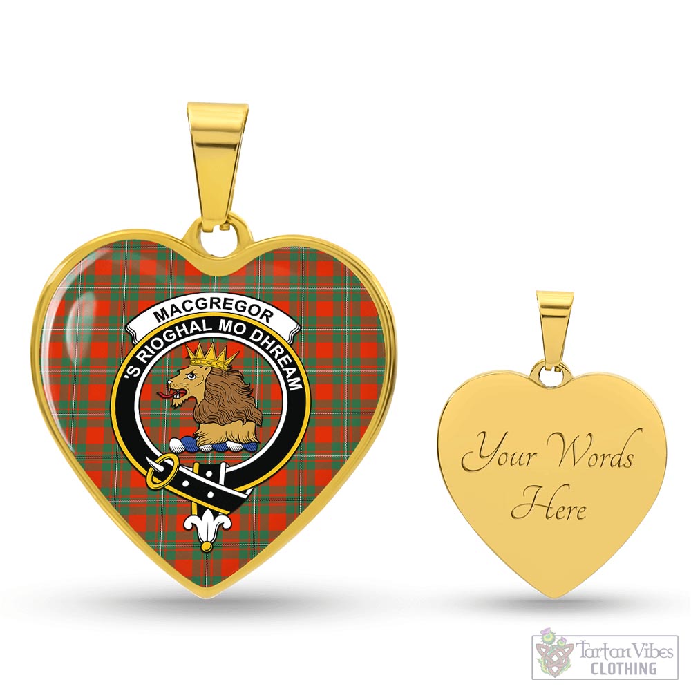 Tartan Vibes Clothing MacGregor Ancient Tartan Heart Necklace with Family Crest