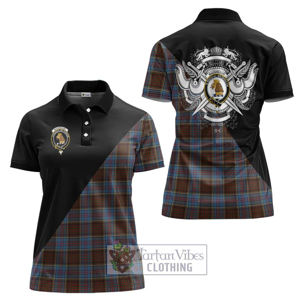 MacGregor Hastie Tartan Women's Polo Shirt with Family Crest and Military Logo Style Women - Tartanvibesclothing Shop