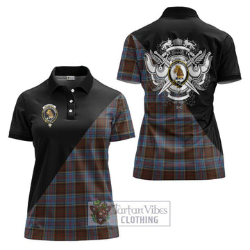 MacGregor Hastie Tartan Women's Polo Shirt with Family Crest and Military Logo Style