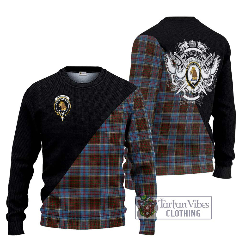 MacGregor Hastie Tartan Knitted Sweater with Family Crest and Military Logo Style Unisex - Tartanvibesclothing Shop