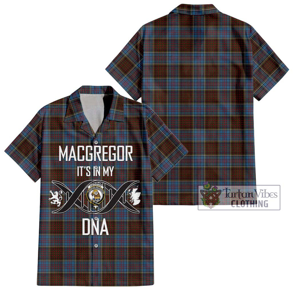 MacGregor Hastie Tartan Short Sleeve Button Shirt with Family Crest DNA In Me Style Kid - Tartanvibesclothing Shop