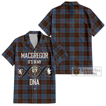 MacGregor Hastie Tartan Short Sleeve Button Shirt with Family Crest DNA In Me Style