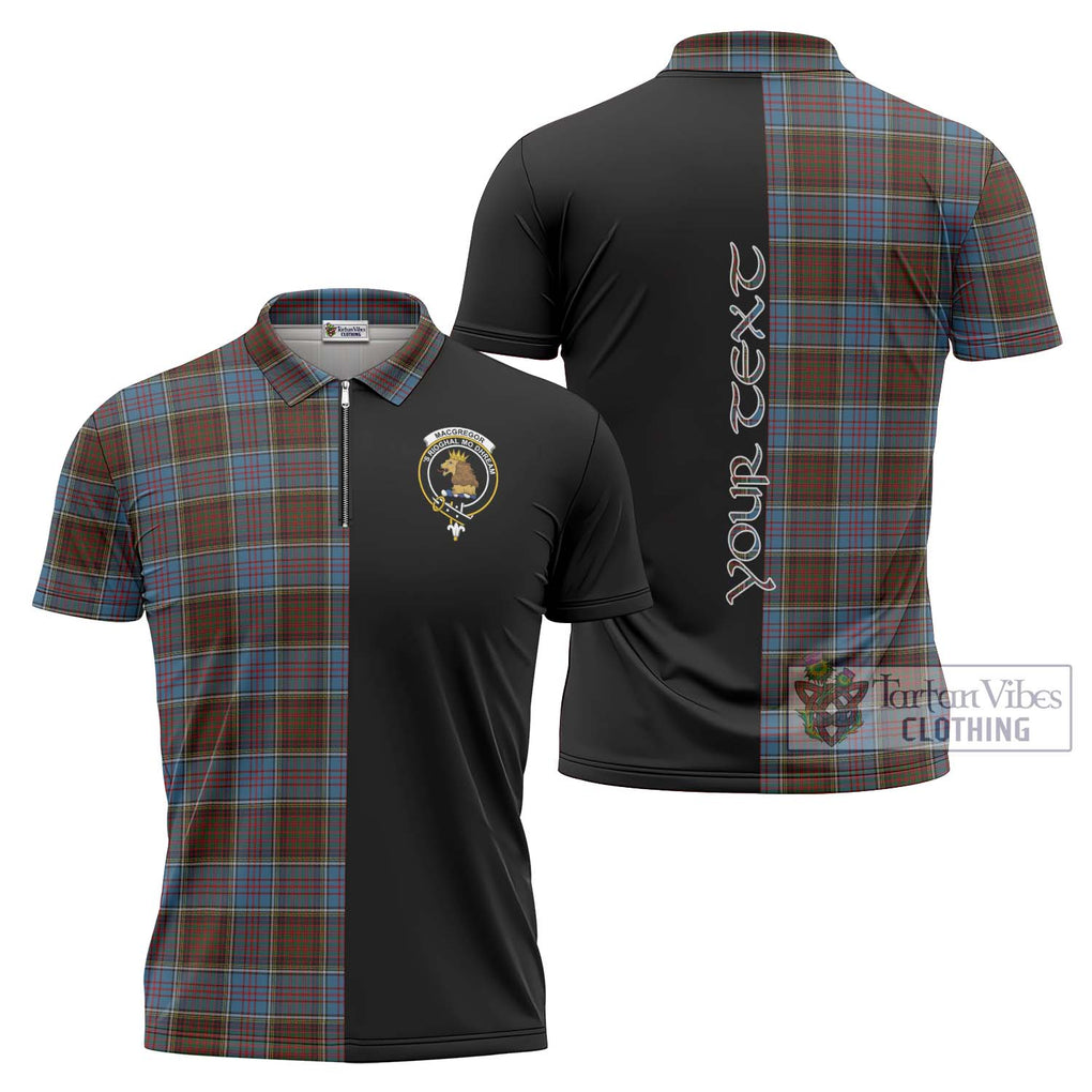 MacGregor Hastie Tartan Zipper Polo Shirt with Family Crest and Half Of Me Style Unisex - Tartanvibesclothing Shop