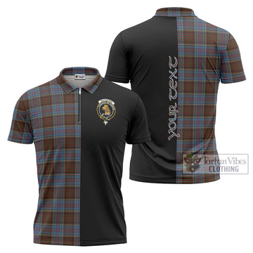 MacGregor Hastie Tartan Zipper Polo Shirt with Family Crest and Half Of Me Style