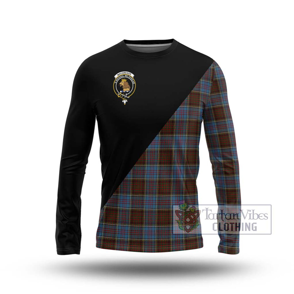 MacGregor Hastie Tartan Long Sleeve T-Shirt with Family Crest and Military Logo Style Unisex - Tartanvibesclothing Shop