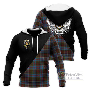 MacGregor Hastie Tartan Knitted Hoodie with Family Crest and Military Logo Style