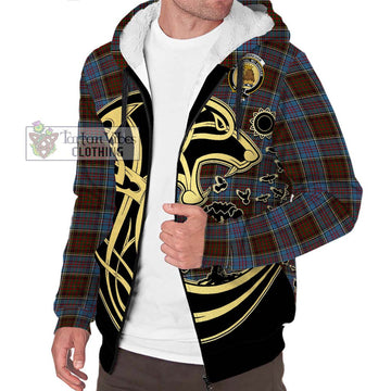 MacGregor Hastie Tartan Sherpa Hoodie with Family Crest Celtic Wolf Style