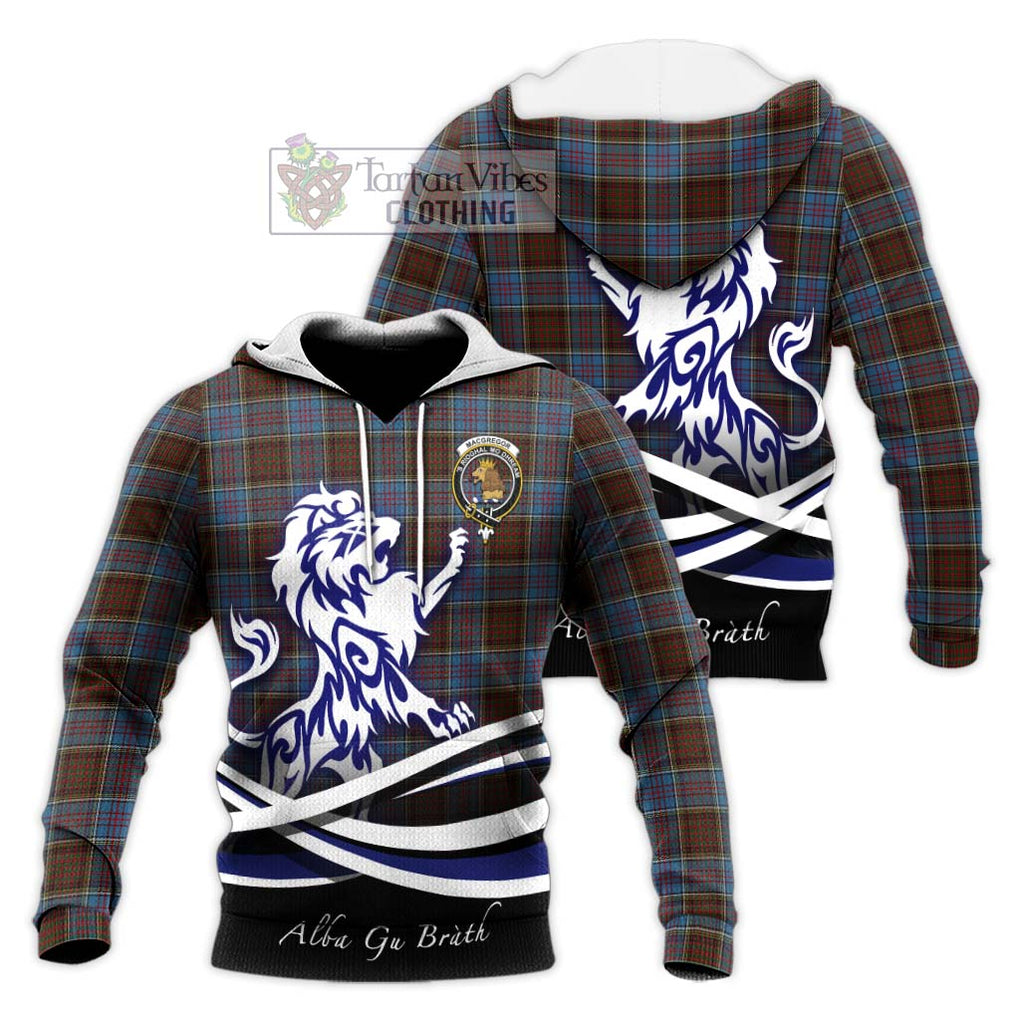 MacGregor Hastie Tartan Knitted Hoodie with Alba Gu Brath Regal Lion Emblem Unisex Knitted Pullover Hoodie - Tartanvibesclothing Shop