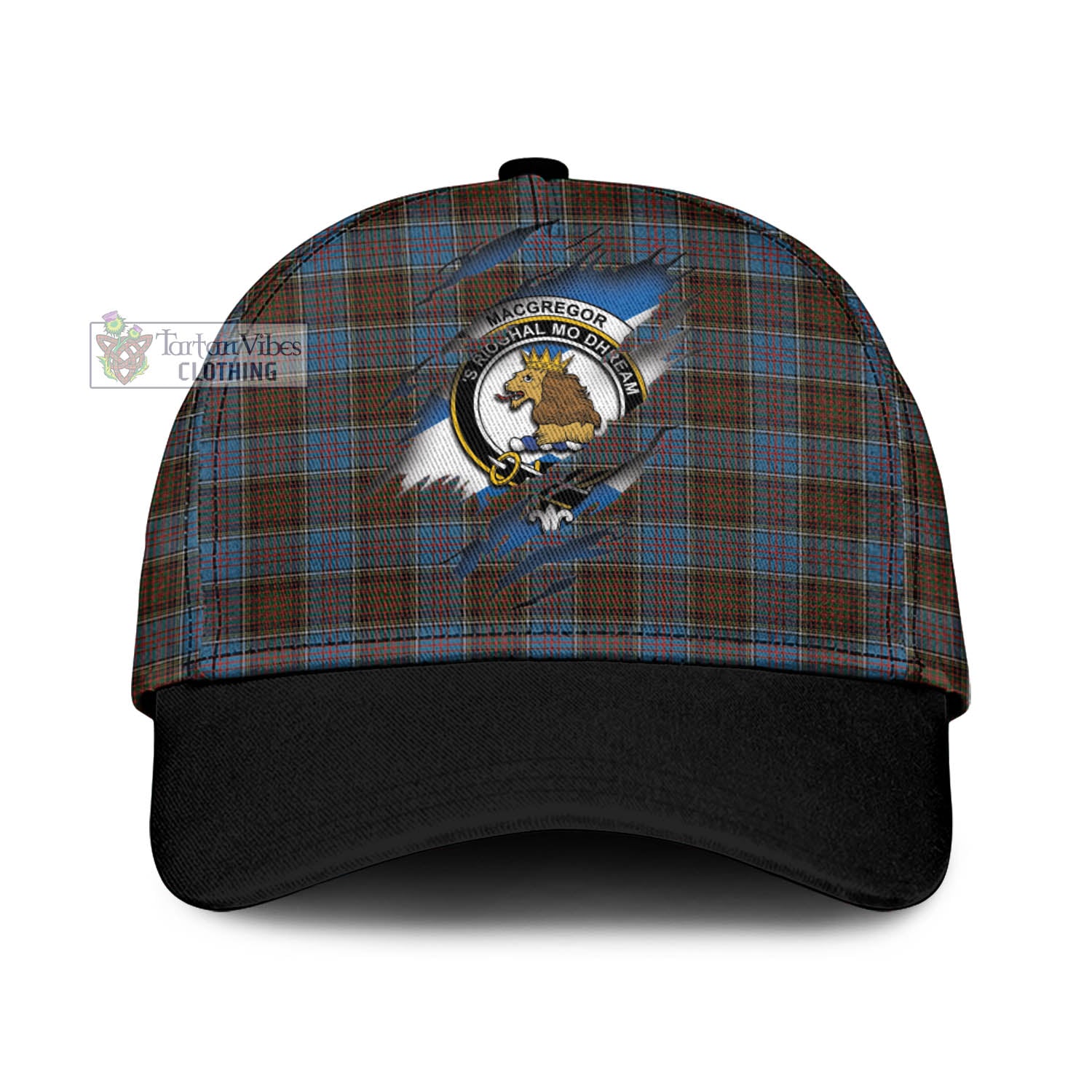 Tartan Vibes Clothing MacGregor Hastie Tartan Classic Cap with Family Crest In Me Style