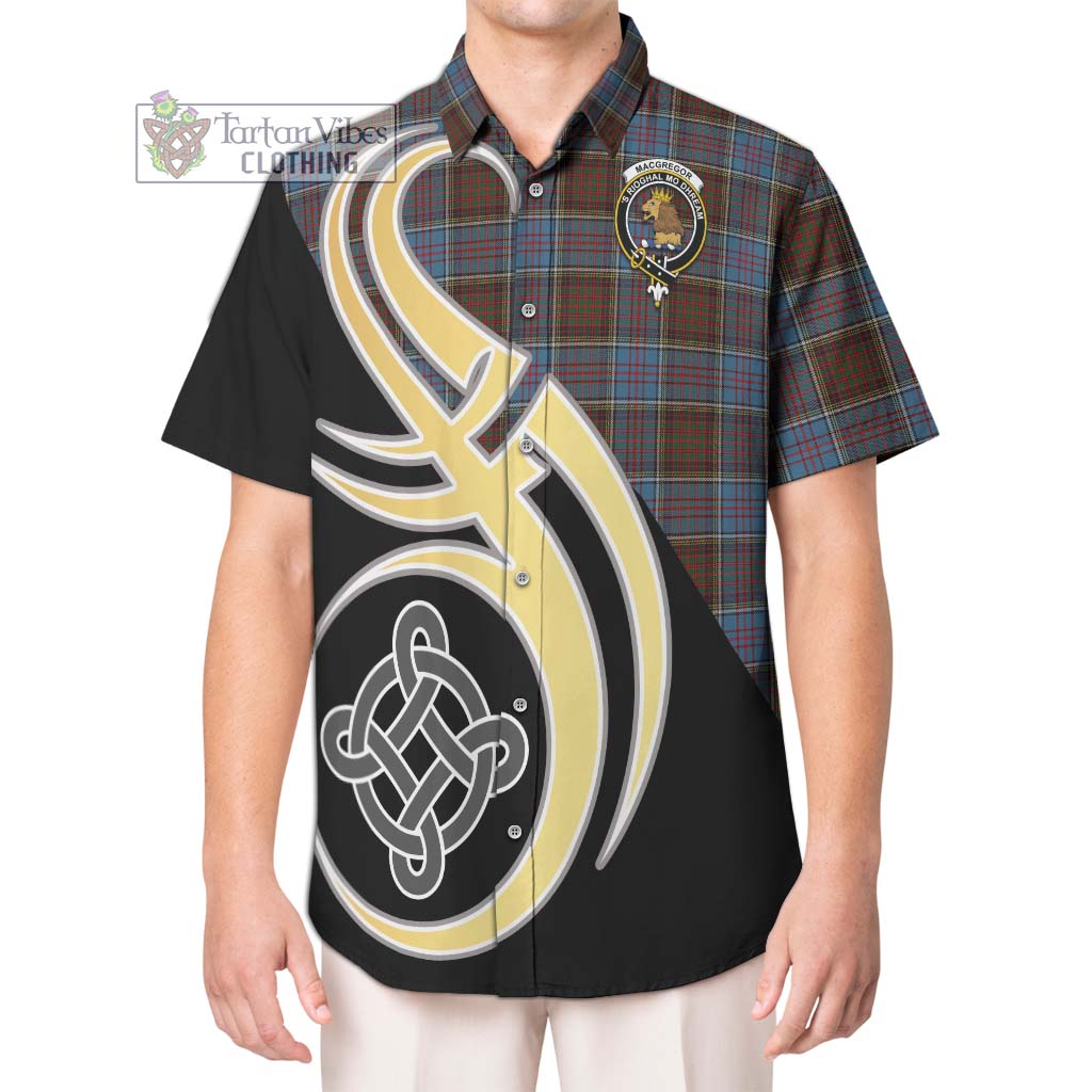 MacGregor Hastie Tartan Short Sleeve Button Shirt with Family Crest and Celtic Symbol Style Kid - Tartan Vibes Clothing