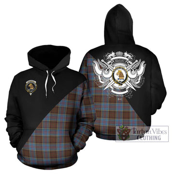 MacGregor Hastie Tartan Hoodie with Family Crest and Military Logo Style