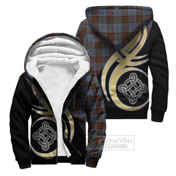 MacGregor Hastie Tartan Sherpa Hoodie with Family Crest and Celtic Symbol Style