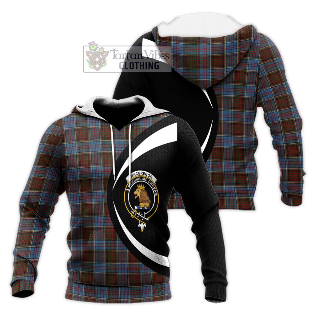 MacGregor Hastie Tartan Knitted Hoodie with Family Crest Circle Style Unisex Knitted Pullover Hoodie - Tartan Vibes Clothing