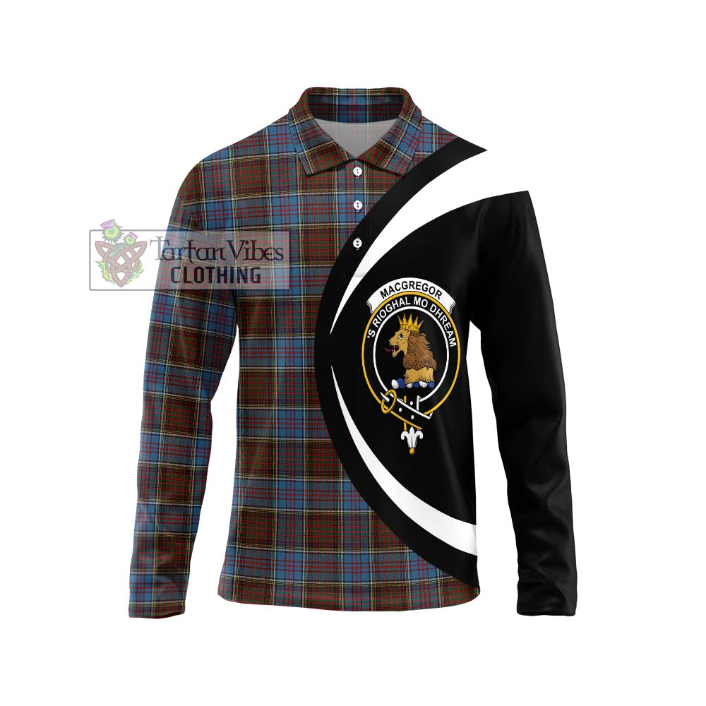 MacGregor Hastie Tartan Long Sleeve Polo Shirt with Family Crest Circle Style Unisex - Tartan Vibes Clothing