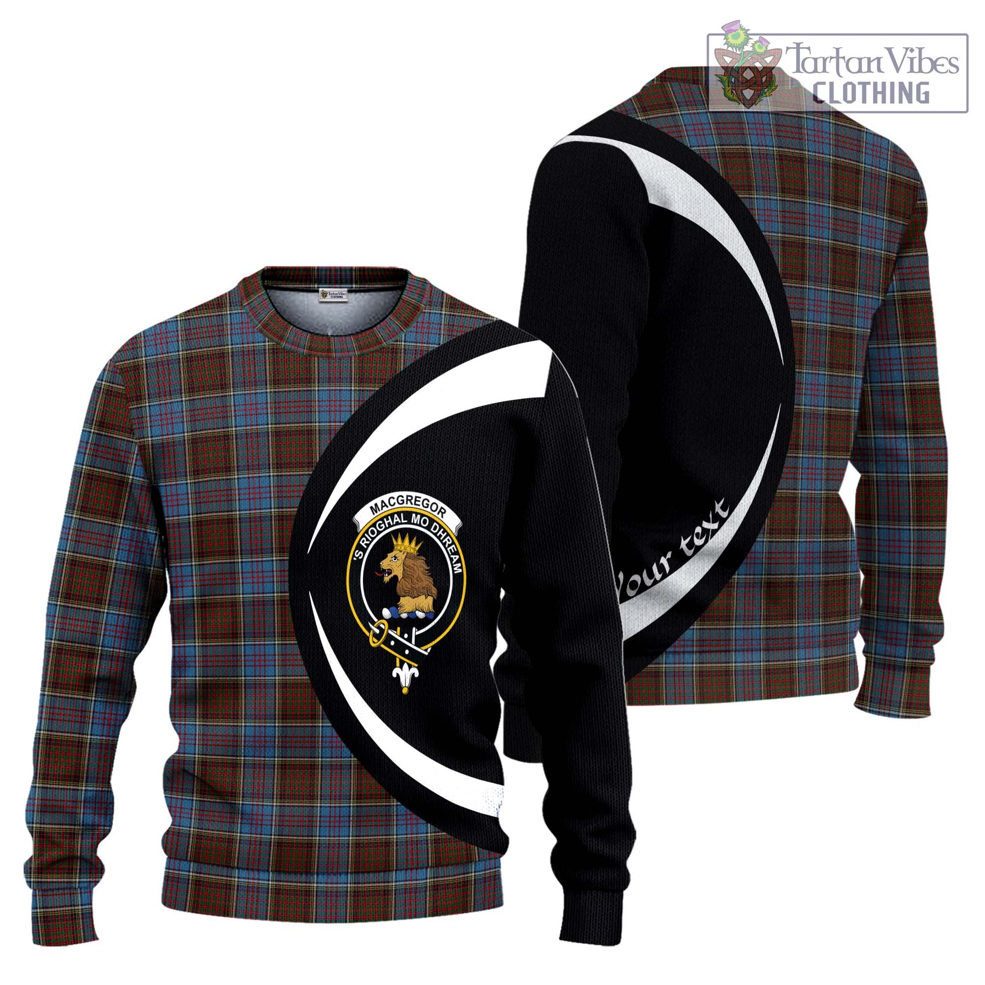 MacGregor Hastie Tartan Knitted Sweater with Family Crest Circle Style Unisex - Tartan Vibes Clothing