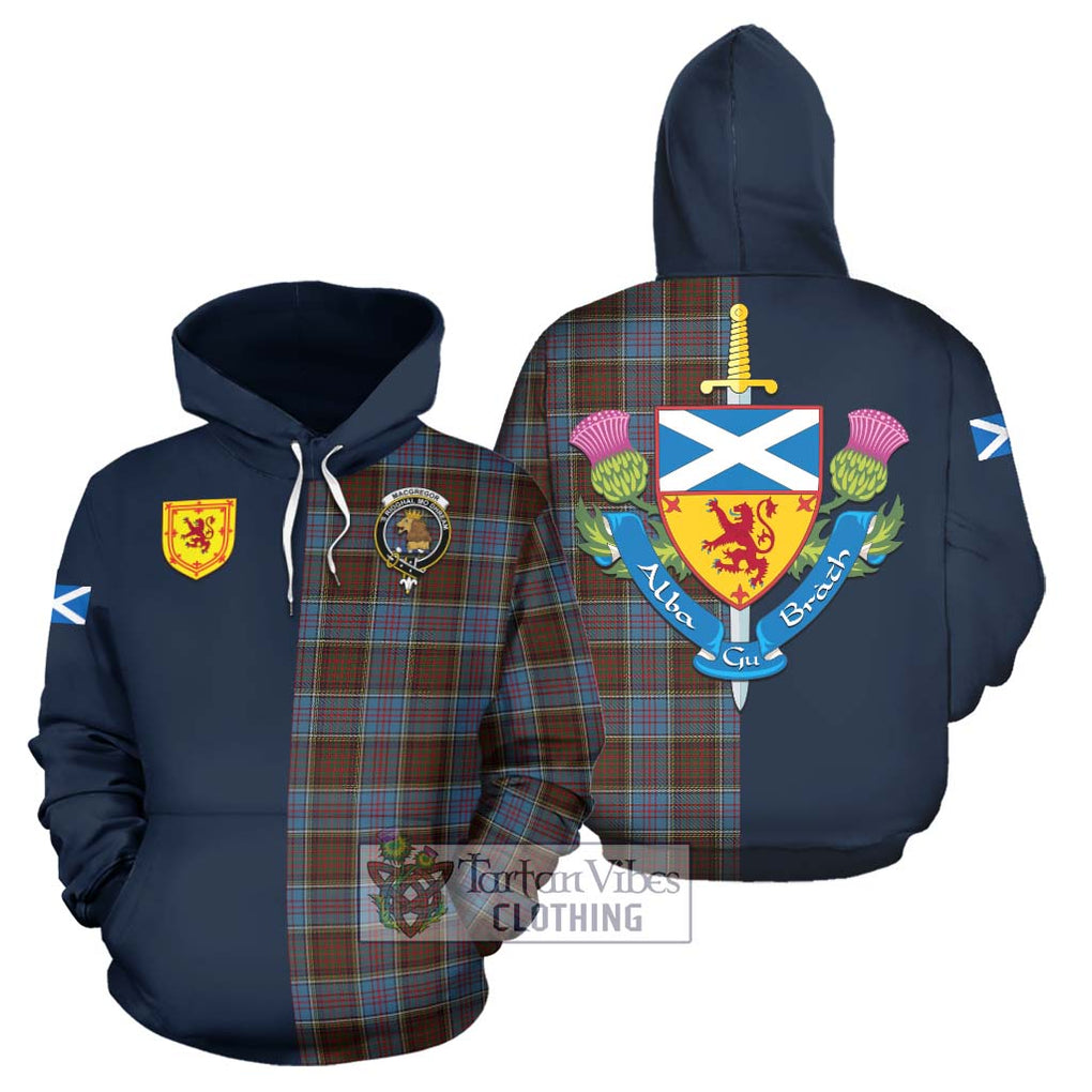 Tartan Vibes Clothing MacGregor Hastie Tartan Hoodie with Scottish Lion Royal Arm Half Style