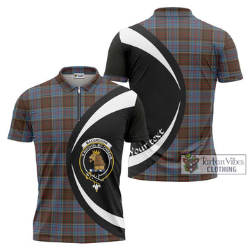 MacGregor Hastie Tartan Zipper Polo Shirt with Family Crest Circle Style