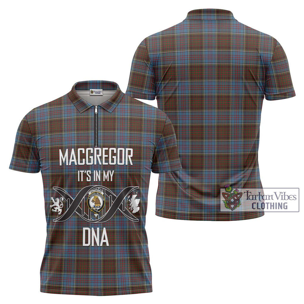 MacGregor Hastie Tartan Zipper Polo Shirt with Family Crest DNA In Me Style Unisex - Tartanvibesclothing Shop