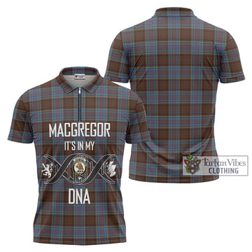 MacGregor Hastie Tartan Zipper Polo Shirt with Family Crest DNA In Me Style