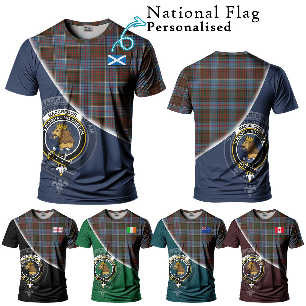 MacGregor Hastie Tartan T-Shirt with Personalised National Flag and Family Crest Half Style Kid's Shirt - Tartanvibesclothing Shop