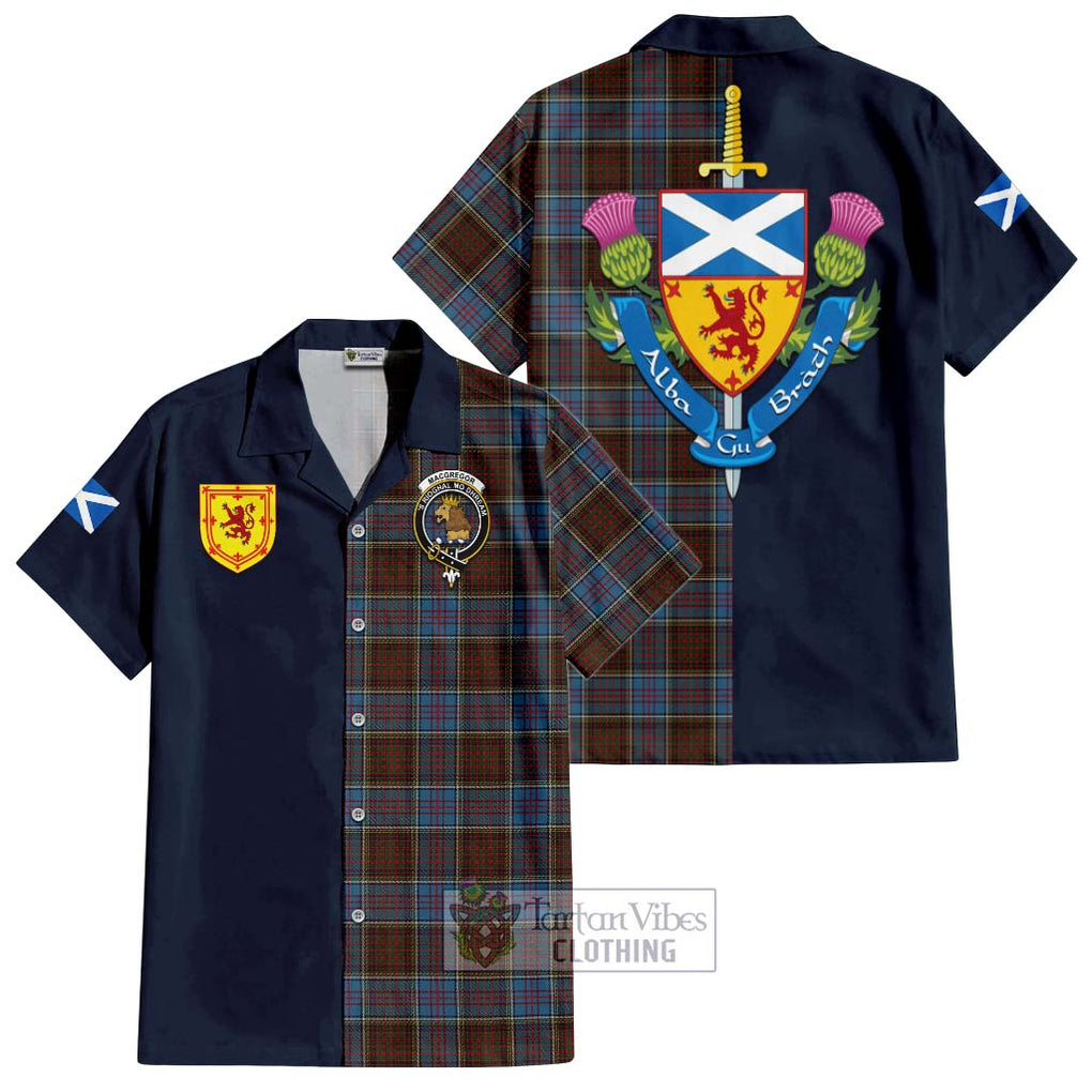 Tartan Vibes Clothing MacGregor Hastie Tartan Short Sleeve Button Shirt with Scottish Lion Royal Arm Half Style