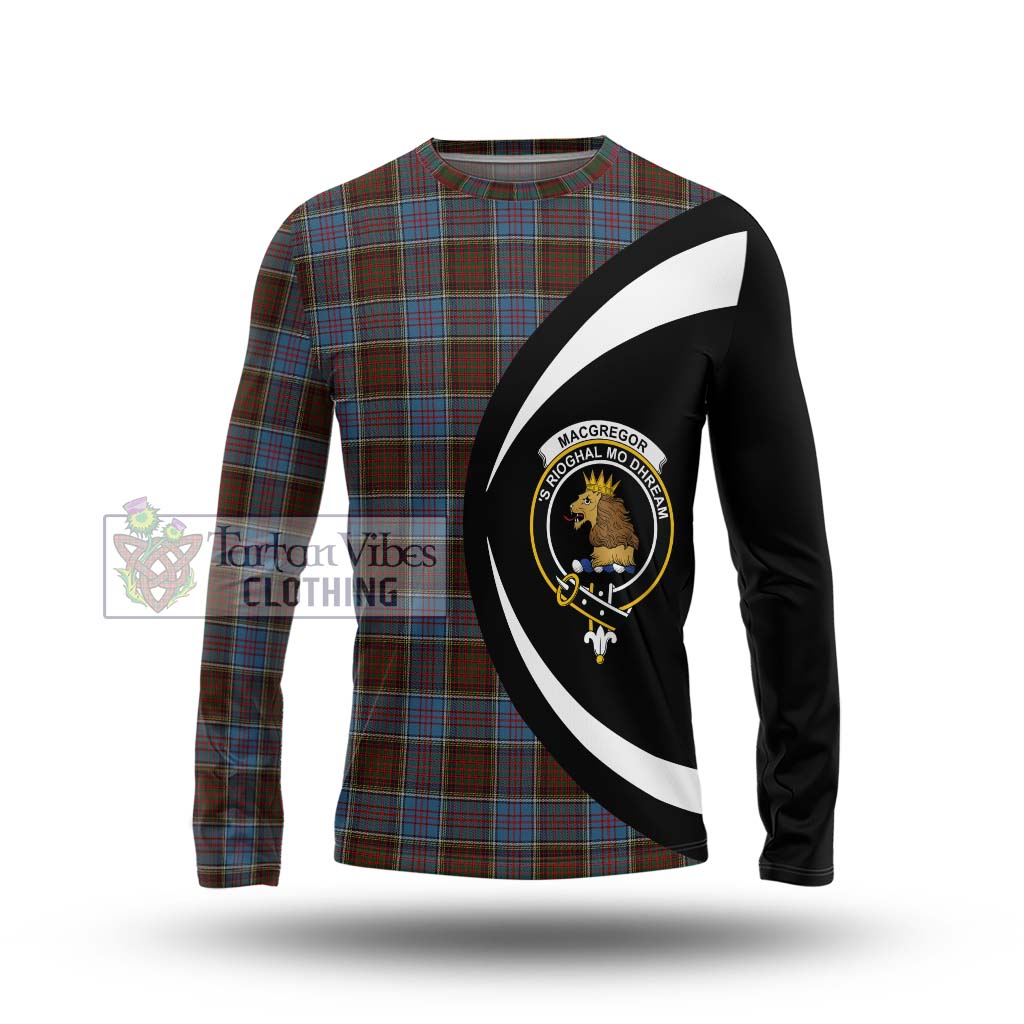 MacGregor Hastie Tartan Long Sleeve T-Shirt with Family Crest Circle Style Unisex - Tartan Vibes Clothing