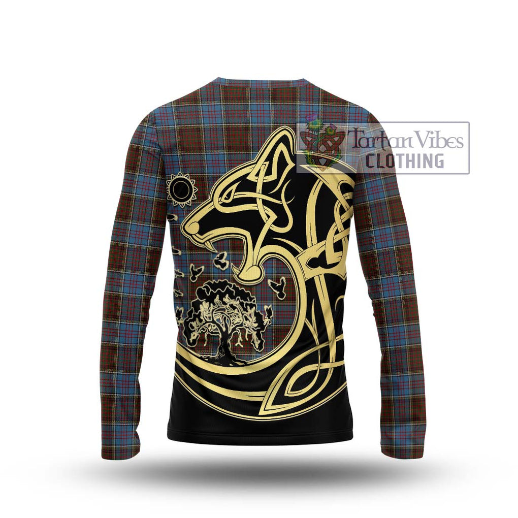 MacGregor Hastie Tartan Long Sleeve T-Shirt with Family Crest Celtic Wolf Style - Tartan Vibes Clothing