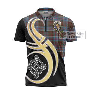 MacGregor Hastie Tartan Zipper Polo Shirt with Family Crest and Celtic Symbol Style