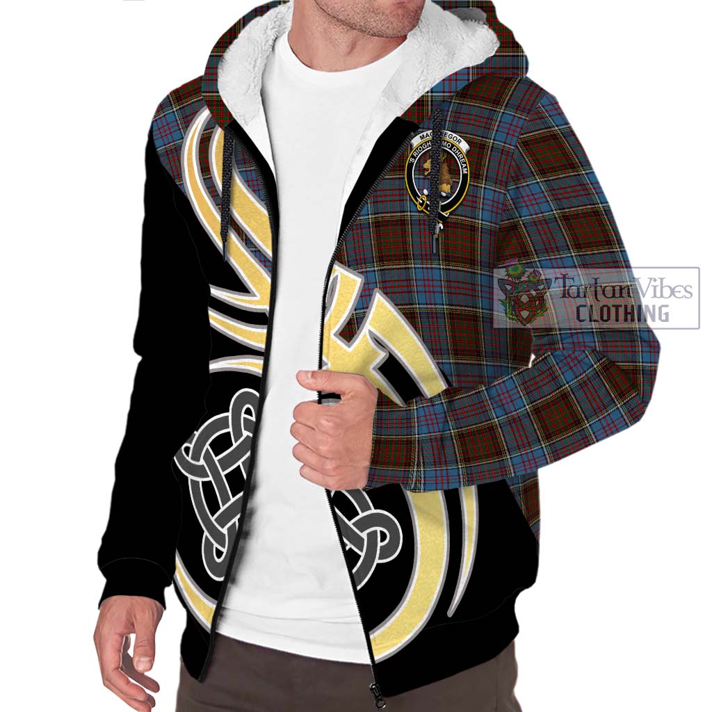 MacGregor Hastie Tartan Sherpa Hoodie with Family Crest and Celtic Symbol Style - Tartan Vibes Clothing