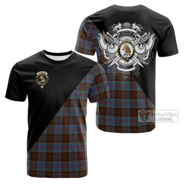 MacGregor Hastie Tartan Cotton T-shirt with Family Crest and Military Logo Style