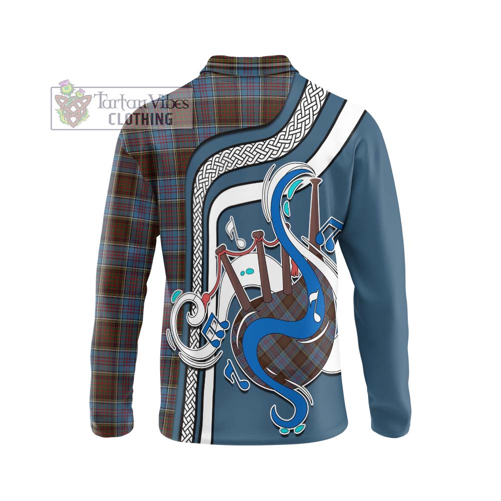 Tartan Vibes Clothing MacGregor Hastie Tartan Long Sleeve Polo Shirt with Epic Bagpipe Style